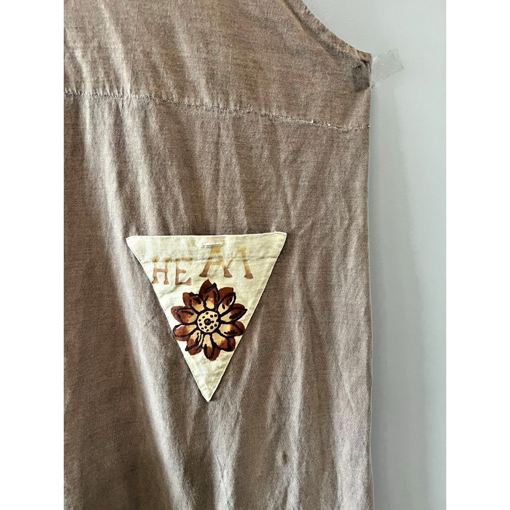 Vintage Art To Wear Isabel LA Maxi Dress Lagenlook Hand Painted Patch Sz-XL - Picture 5 of 11